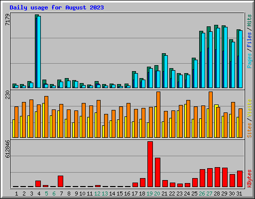 Daily usage for August 2023