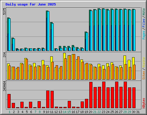 Daily usage for June 2025